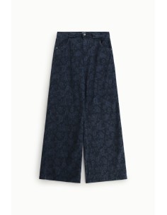 Jeans de perna larga com estampa floral e cintura alta Please 2