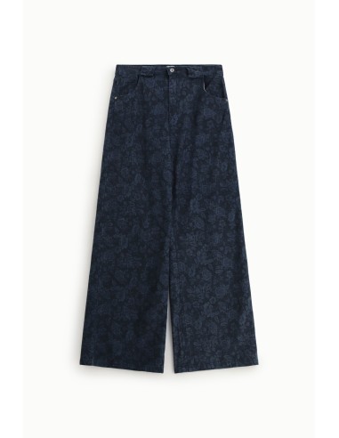 Calças de ganga de perna larga com estampa floral e cintura alta Please