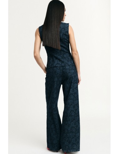 Jeans de Perna Larga com Estampado Floral e Cintura Alta Please