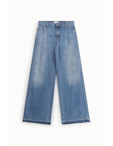 Jeans de perna larga com barra desfiada Please