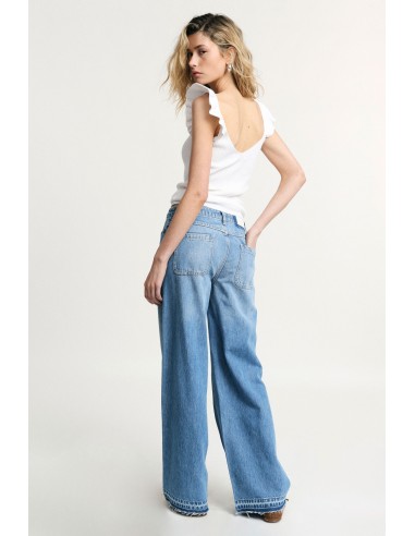 Jeans de Perna Larga com Bainha Desfiada Please