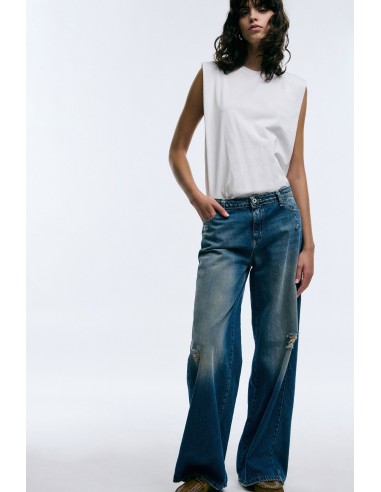 Jeans De Perna Larga Com Detalhes De Efeito Usado Please