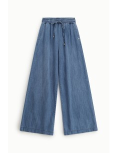 Jeans de perna larga com cós alto elástico Please 2