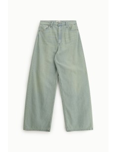 Jeans de perna larga, cintura alta, efeito lavado Please 2