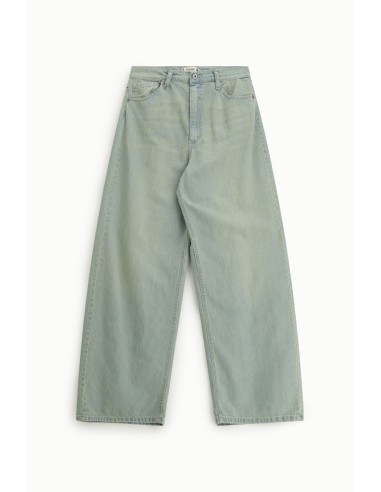 Jeans de perna larga, cintura alta, efeito lavado Please