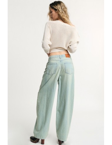 Jeans de Perna Larga Cintura Alta Efeito Lavado Please