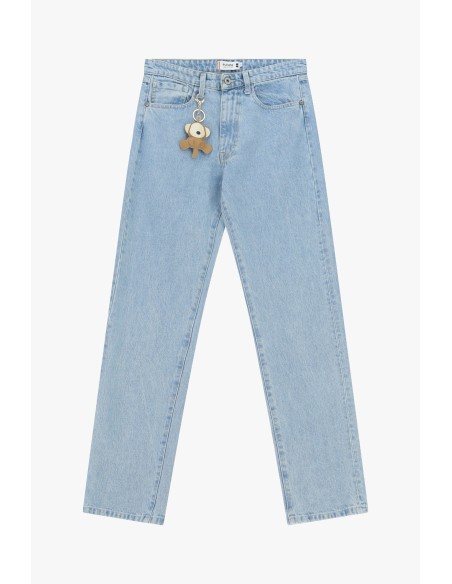 Jeans Straight-Leg Cintura Alta Cinco Bolsos Please