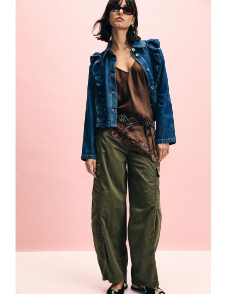 Calças Palazzo com Bolsos Cargo Cintura Alta Please