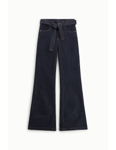 Jeans boca de sino com cinto anudado e cintura alta Please 2