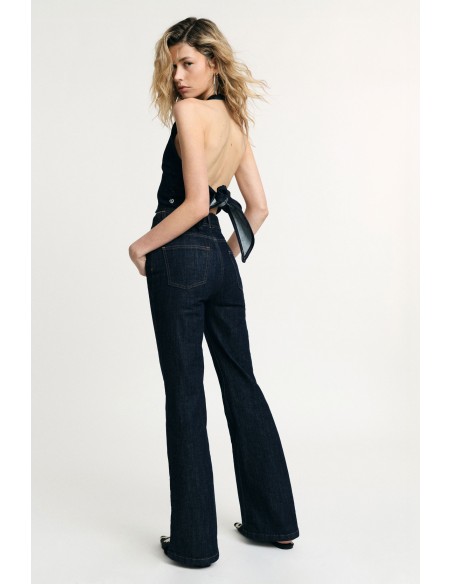 Jeans Flare Com Cinto Amarrado E Cintura Alta Please