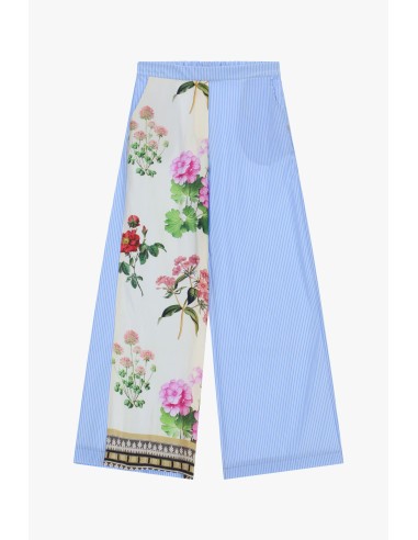 Calças Palazzo Estampa Floral e Riscas Please
