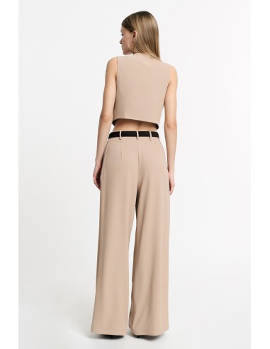 Calças Palazzo de Cintura Alta com Pences Please