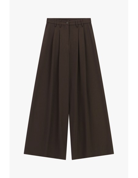 Calças Palazzo de Cintura Alta com Pregas Please