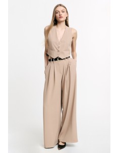 Calças palazzo de cintura alta com pence Please