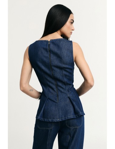 Top sem mangas com costuras à vista e fechos éclair Please