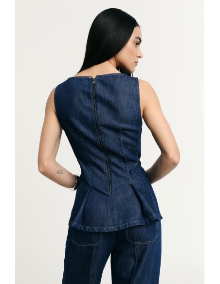 Top sem mangas com costuras à vista e fechos éclair Please