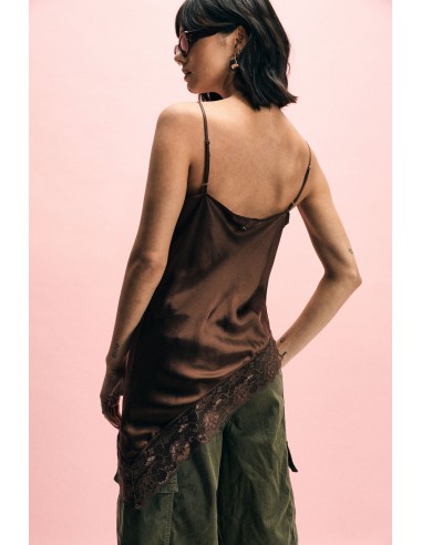 Top Alças Finas Decote em V e Borda em Renda Please