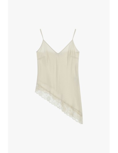 Top Alças Finas Decote em V e Borda em Renda Please