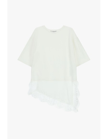 Top Assimétrico com Borda em Renda Contrastante Please