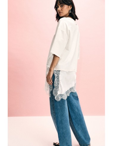 Top Assimétrico com Borda em Renda Contrastante Please