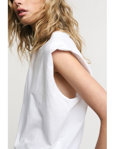 Top Sem Mangas Ombros Estruturados Decote Redondo Please