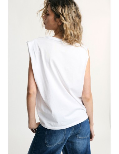 Top Sem Mangas Ombros Estruturados Gola Redonda Please