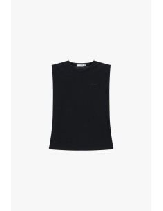 Top Sem Mangas Ombros Estruturados Gola Redonda Please 2