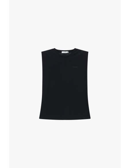 Top Sem Mangas Ombros Estruturados Gola Redonda Please