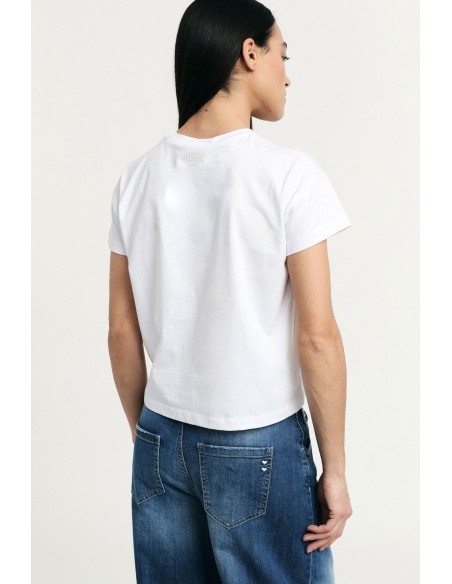 T-Shirt Cropped Corte Regular Gola Redonda Lisa Please