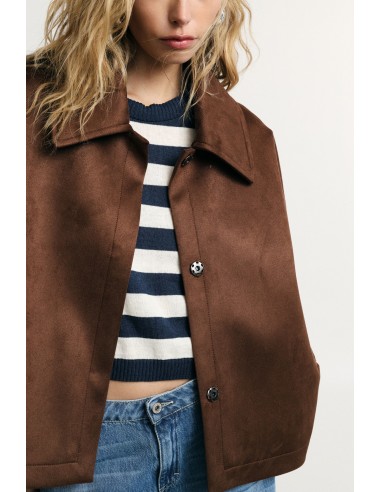 Camisa-casaco oversize com mangas curtas e botões Please