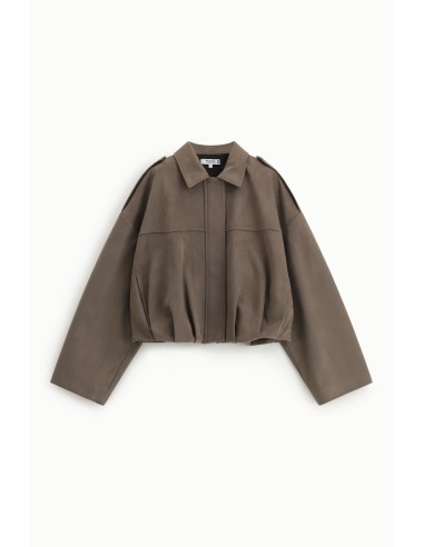 Bomber curto com fecho de correr e ombros estruturados Please