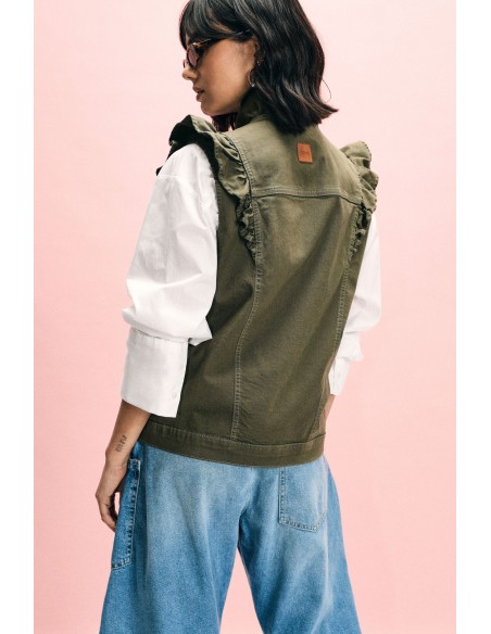 Colete Sem Mangas com Folhos Frontais Please