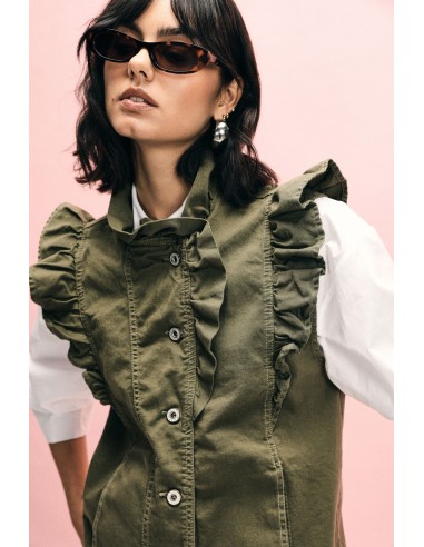 Colete sem mangas com folhos frontais Please