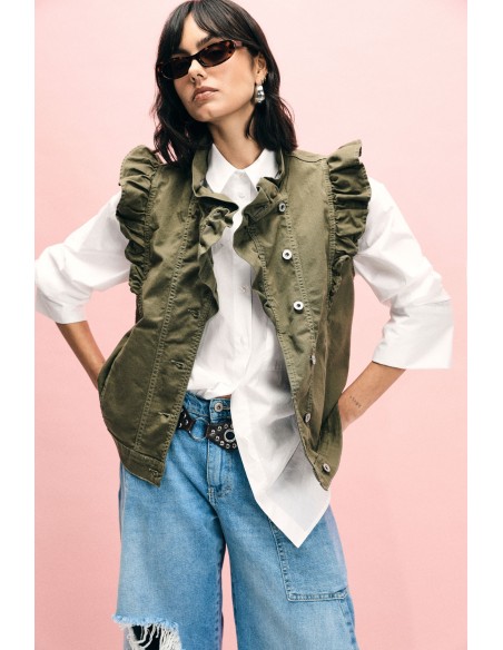 Colete sem mangas com volantes frontais Please