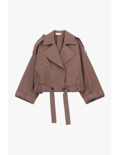 Parka curta com abotoamento duplo e cinto Please 2