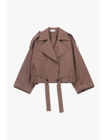 Parka curta com abotoamento duplo e cinto Please