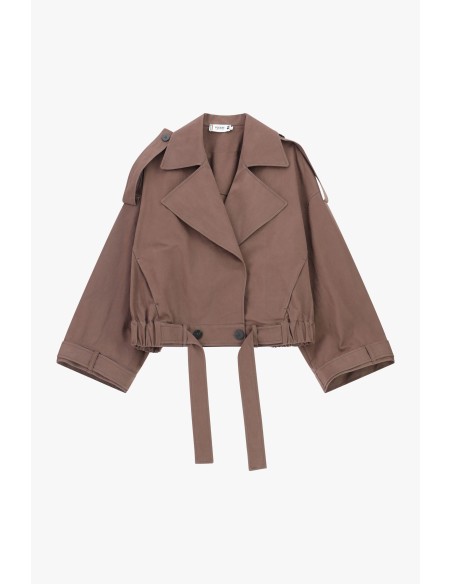Parka curta com abotoamento duplo e cinto Please