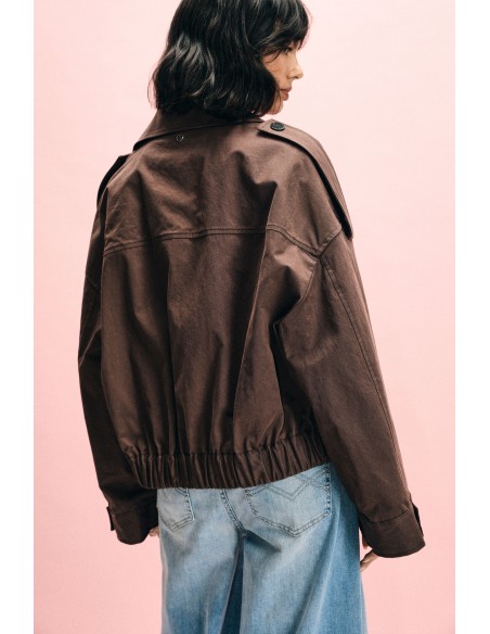 Parka Curta de Duplo Peito com Cinto Please