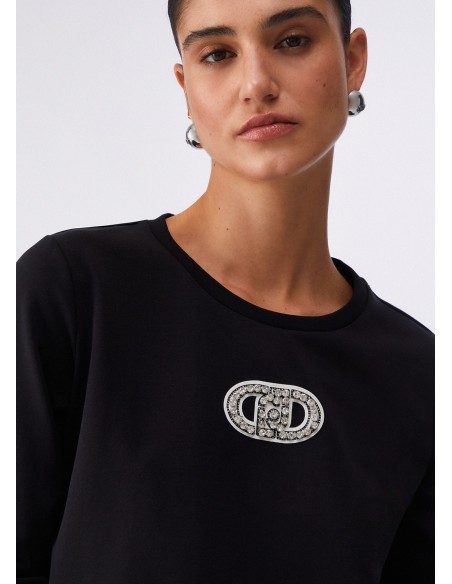 Camisola de felpa com detalhes de joalharia Liu Jo