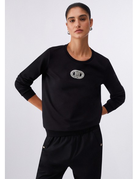 Camisola de felpa com detalhes em jóia Liu Jo