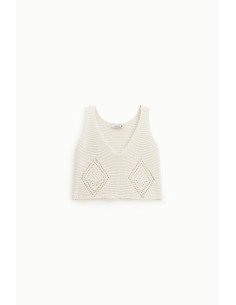 Top Lavorato A Maglia Scollo A V Con Dettagli Traforati Please - Ve... 2