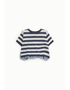 T-Shirt Cropped A Righe Con Bordo Sfrangiato Please - Vestiti Firma... 2