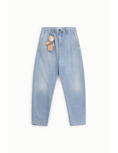 Jeans balloon fit com porta-chaves de ursinho Please