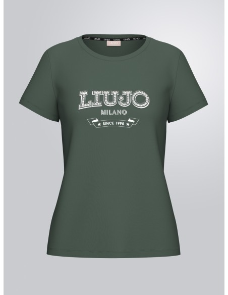 T-shirt com logótipo e pedras preciosas Liu Jo