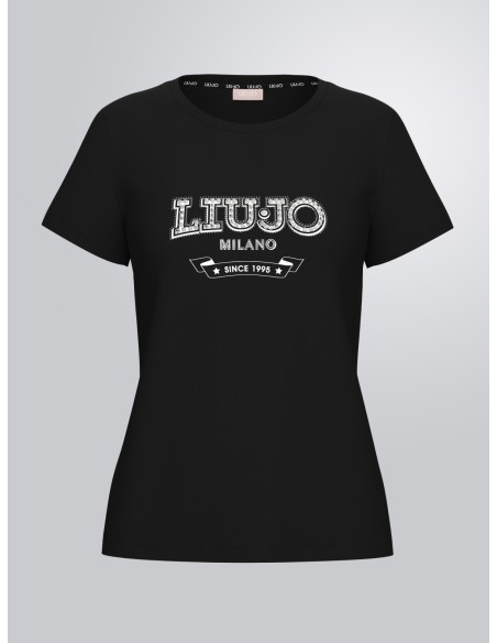 T-shirt com logótipo e pedras preciosas Liu Jo