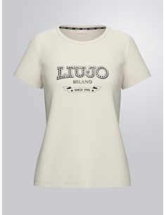T-shirt com logótipo e pedras preciosas Liu Jo