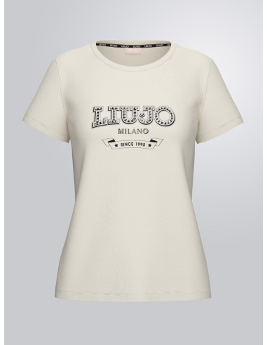 T-shirt com logótipo e pedras preciosas Liu Jo
