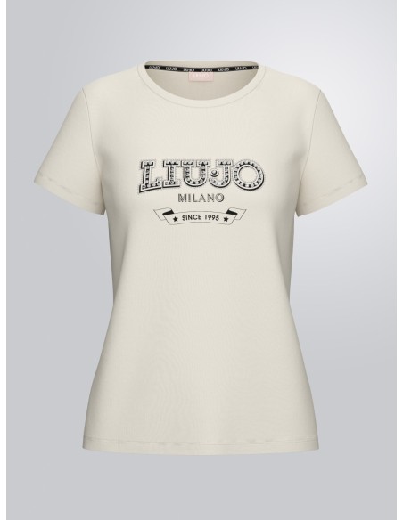 T-shirt com logótipo e pedras preciosas Liu Jo