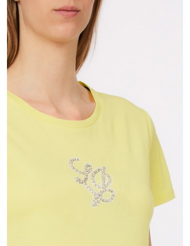 T-shirt com letras do logótipo e pedras preciosas Liu Jo