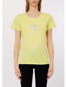 T-shirt com logótipo em letras e pedras preciosas Liu Jo
